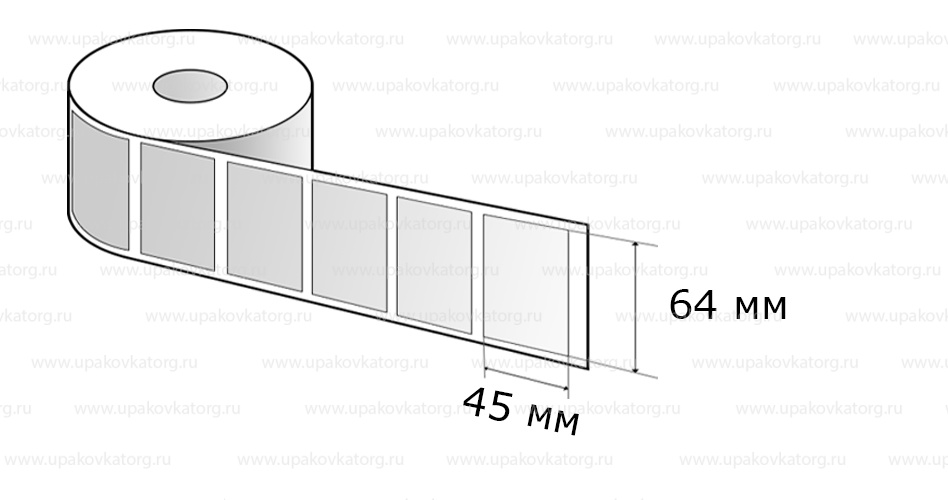 Схематичное изображение товара - Полипропиленовые термотрансферные этикетки 64х45 мм