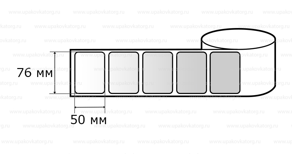 Схематичное изображение товара - Полипропиленовые термотрансферные этикетки 76х50 мм