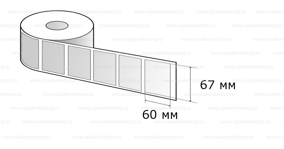 Схематичное изображение товара - Термотрансферные этикетки 60х67 мм