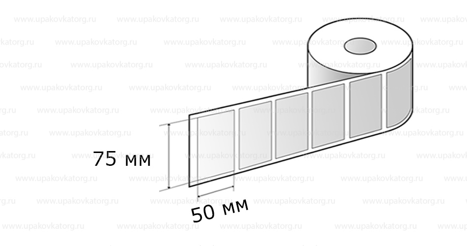 Схематичное изображение товара - Полипропиленовые термотрансферные этикетки 75х50 мм
