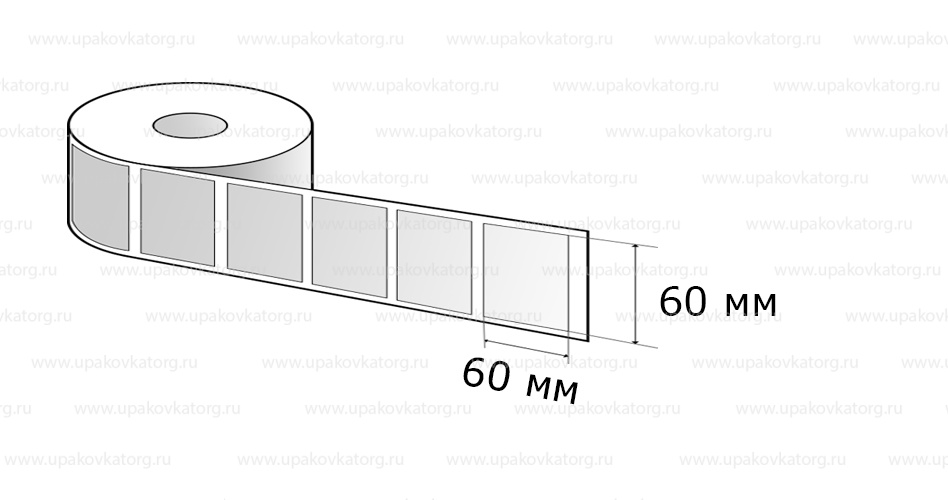 Схематичное изображение товара - Полипропиленовые термотрансферные этикетки 60х60 мм