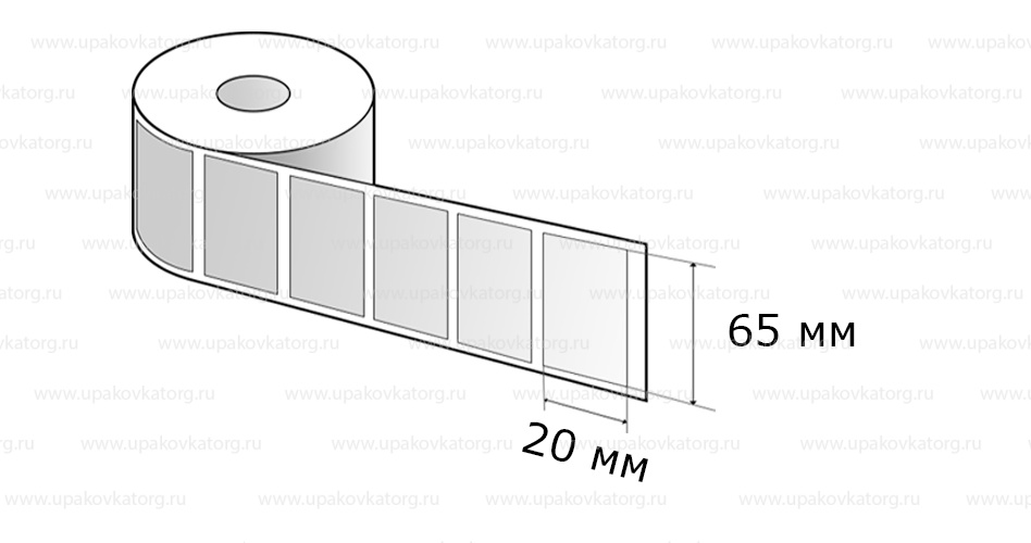 Схематичное изображение товара - Полипропиленовые термотрансферные этикетки 65х20 мм