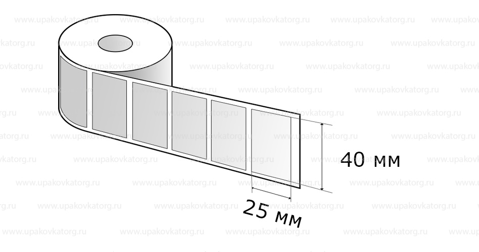 Схематичное изображение товара - Полипропиленовые термотрансферные этикетки 25х40 мм