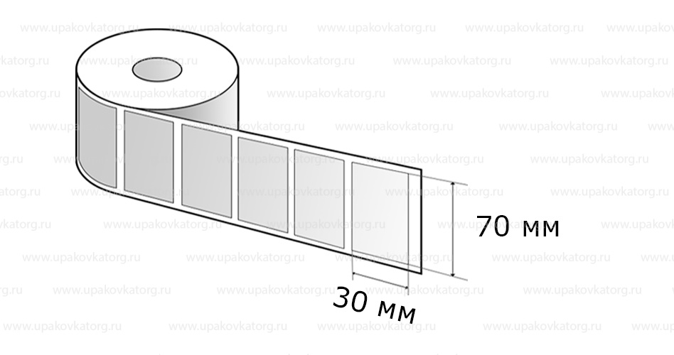 Схематичное изображение товара - Термотрансферные этикетки 70х30 мм