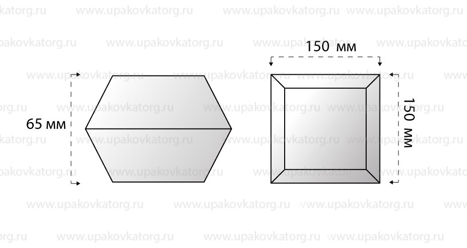 Схематичное изображение товара - Упаковка для бургеров 150х150х65, бежевая