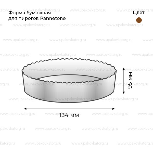 Схематичное изображение товара - Форма бумажная для пирогов Pannetone h-95 d-134мм круглая