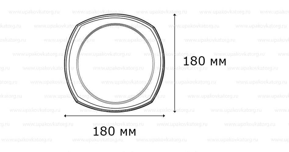 Схематичное изображение товара - Пластиковая тарелка 180x180 мм, ПП