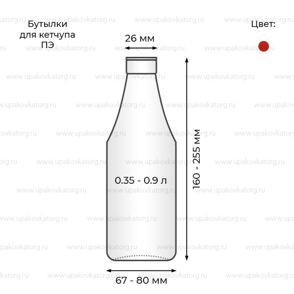 Схематичное изображение товара - Бутылки красные для кетчупа , ПЭ