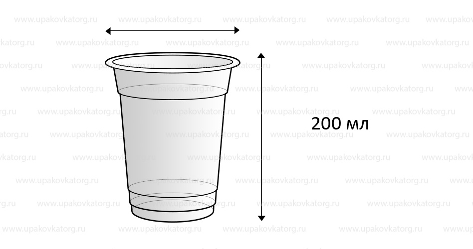 Схематичное изображение товара - Пластиковый стакан 200 мл ПП