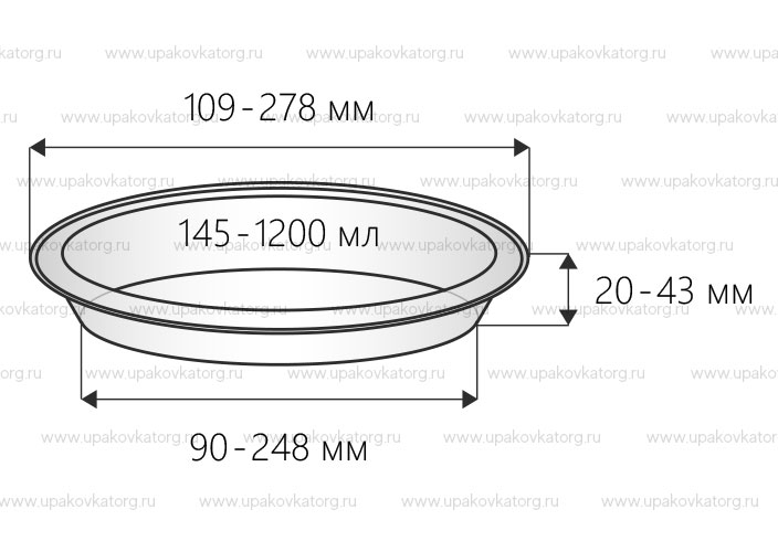 Схематичное изображение товара - Форма из фольги круглая, 145-220 мл d 109-138 мм