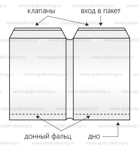 Схематичное изображение товара - Пакет-книжка с клапаном и клеевой лентой