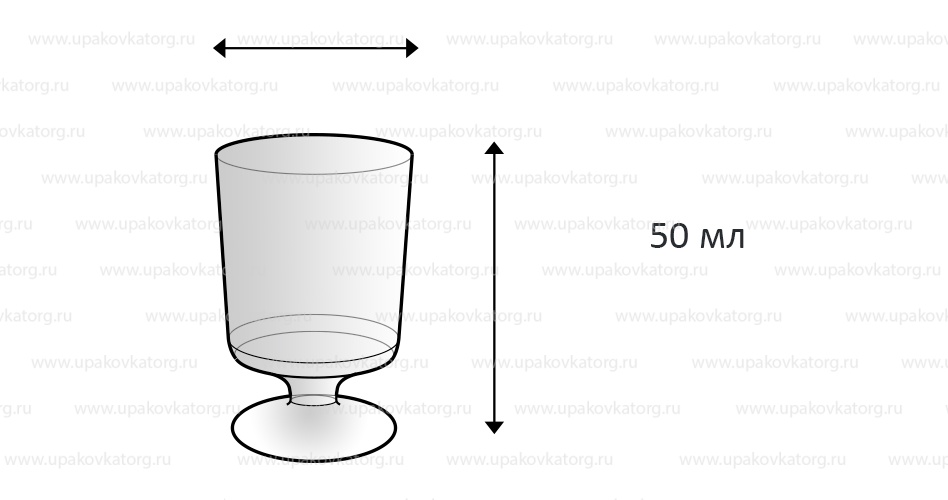 Схематичное изображение товара - Пластиковая рюмка 50 мл, ПС