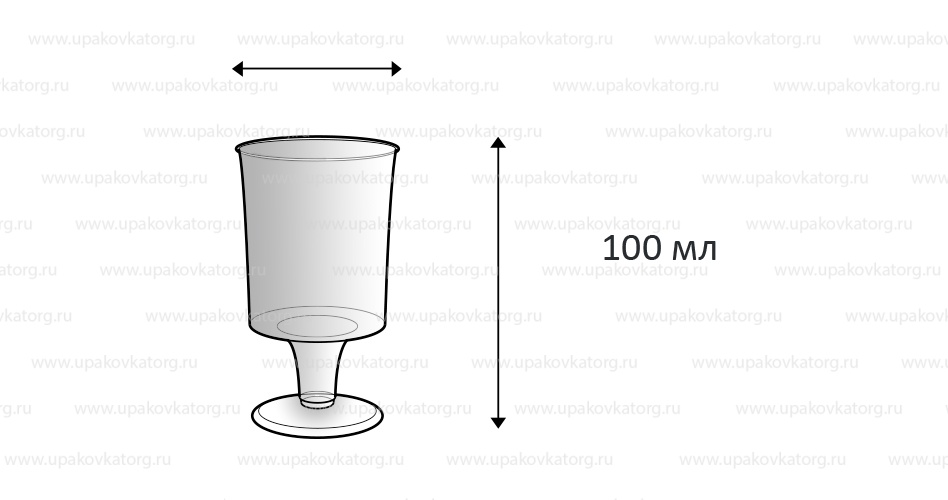 Схематичное изображение товара - Пластиковая рюмка 100 мл, ПС
