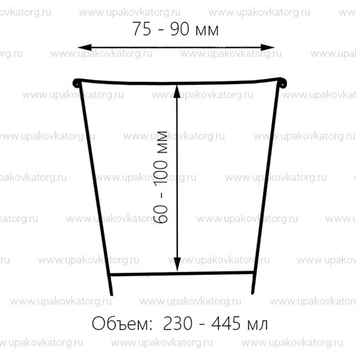 Схематичное изображение товара - Супница одноразовая бумажная крафт с крышкой эконом 230 - 445 мл