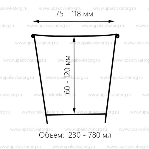 Схематичное изображение товара - Супница одноразовая бумажная крафт с крышкой 230 - 780 мл