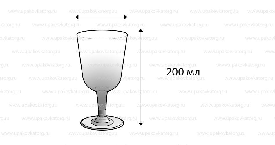 Схематичное изображение товара - Пластиковый бокал 200 мл, ПС