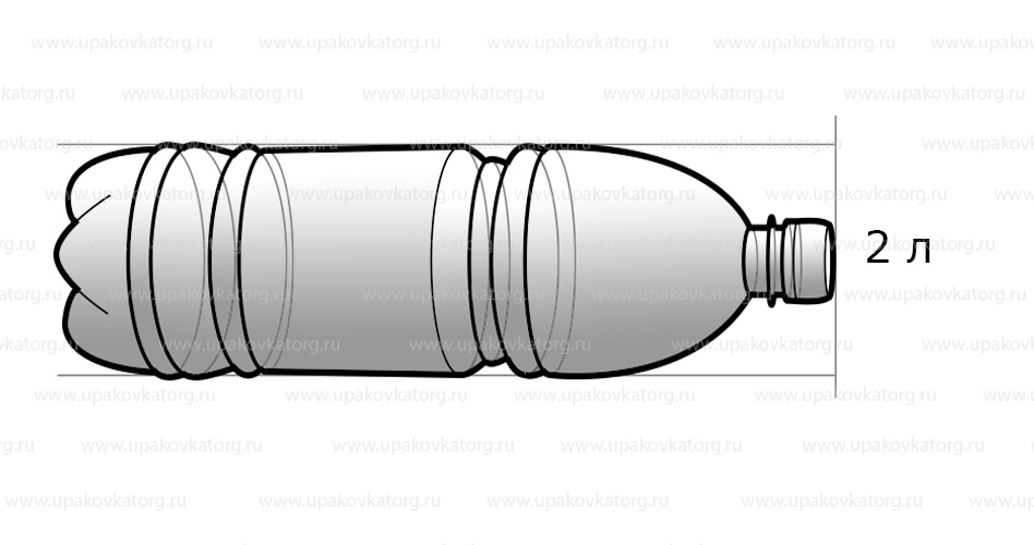 Схематичное изображение товара - Бутылка для кваса объёмом 2 л коричневая
