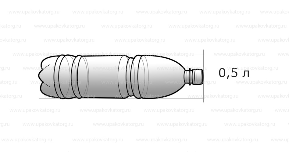 Схематичное изображение товара - Бутылка для кваса объёмом 0,5 л прозрачная