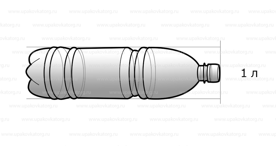 Схематичное изображение товара - Бутылка для кваса объёмом 1 литр прозрачная