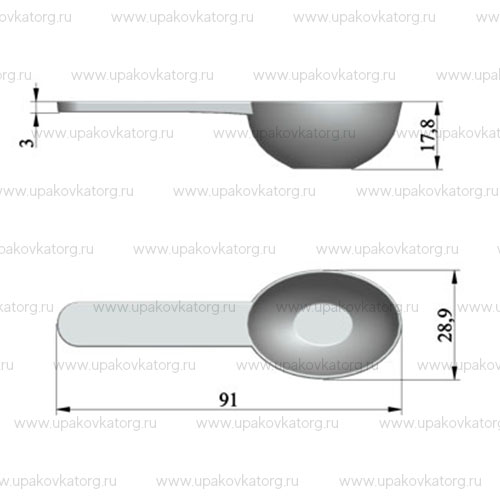 Схематичное изображение товара - Ложка мерная 10 мл 91x29x18 мм ПП круглая