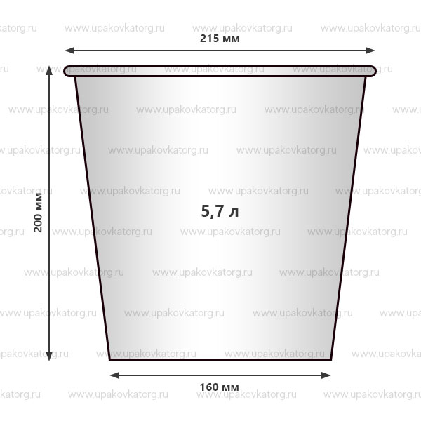 Схематичное изображение товара - Стакан бумажный V 170 (объем 5,7 л) для попкорна