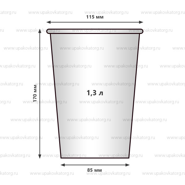 Схематичное изображение товара - Стакан бумажный V 46 (объем 1,3 л) для попкорна