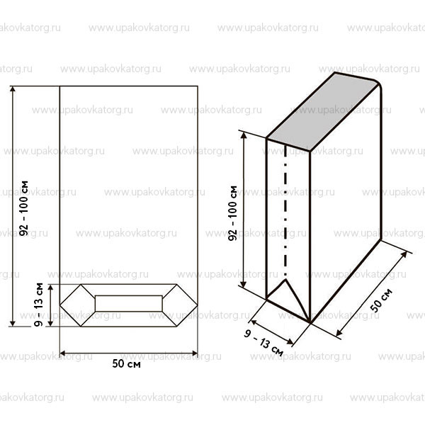 Схематичное изображение товара - Открытые 3/1 слойные бумажные мешки крафт