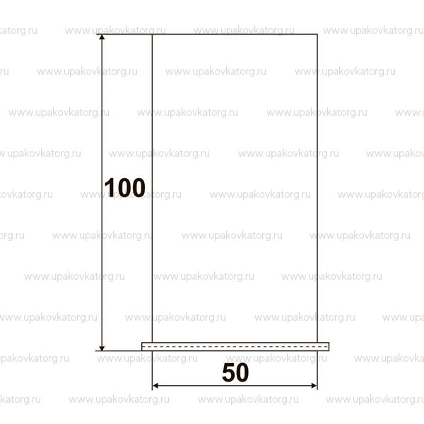 Схематичное изображение товара - Открытые с прошитым дном 3-слойные бумажные мешки 100х50 см крафт