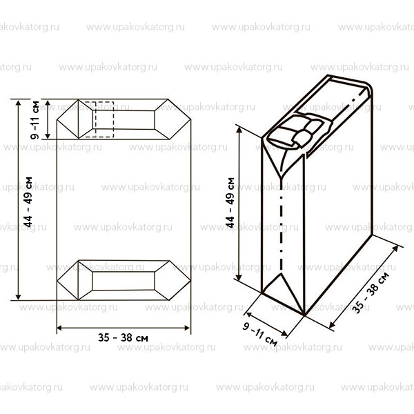 Схематичное изображение товара - Клапанные закрытые 2/1 слойные бумажные мешки УМК(п) крафт