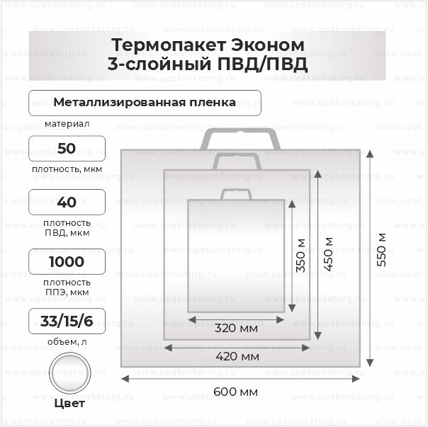 Схематичное изображение товара - Термопакет Эконом 3-слойный ПВД/ПВД