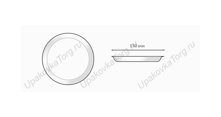 Схематичное изображение товара - Картонная тарелка d-150 мм круглая одноразовая