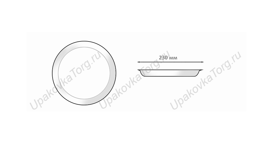 Схематичное изображение товара - Картонная тарелка d-230 мм бумажная одноразовая