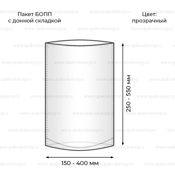 Схематичное изображение товара - Пакет БОПП с донной складкой