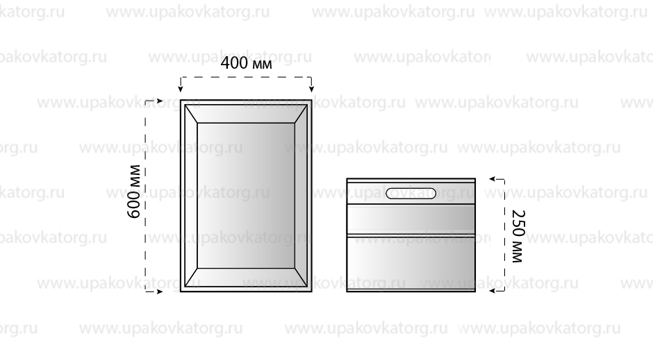 Схематичное изображение товара - Ящик колбасный 600x400x250, ПВД