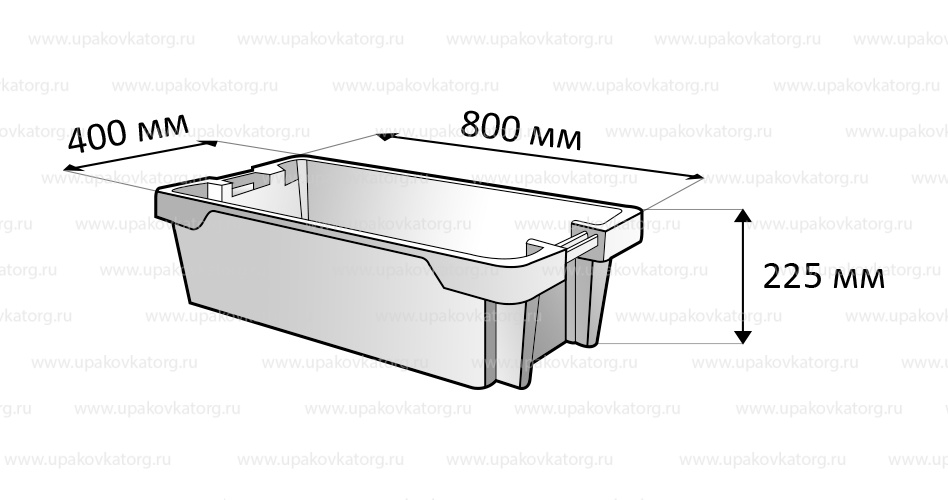 Схематичное изображение товара - Ящик сплошной пластиковый 800x400x225мм из ПВД