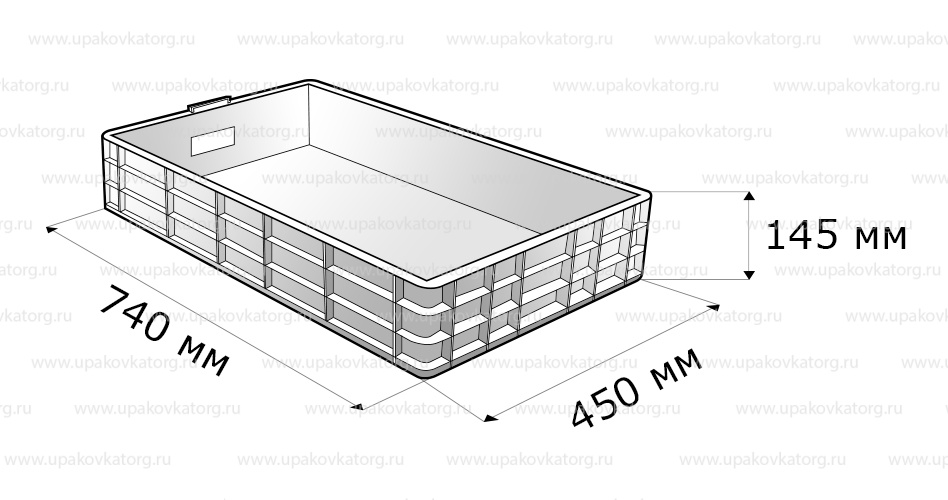 Схематичное изображение товара - Ящик для хлеба 740x450x145 мм, дно и стенки перфорированные