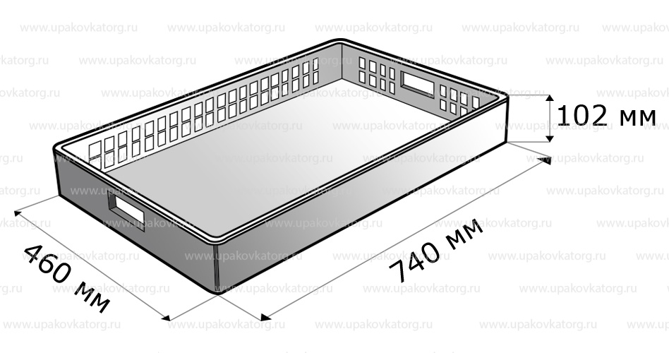 Схематичное изображение товара - Ящик для хлеба 740x460x130 мм, дно и стенки перфорированные