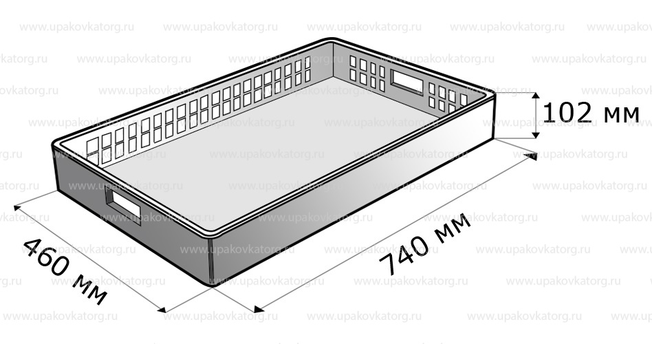 Схематичное изображение товара - Хлебный лоток 740x460x102 мм, дно и стенки перфорированные