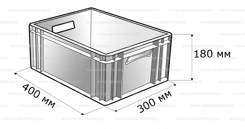 Схематичное изображение товара - Ящик дрожжевой 400x300x180 мм, дно и стенки сплошные или перфорированные