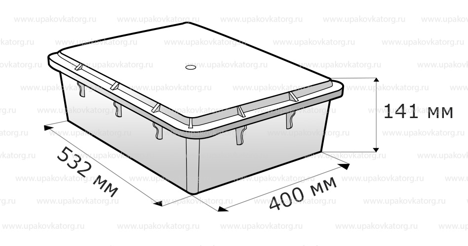 Схематичное изображение товара - Ящик сырково-творожный 532x400x141 мм, дно и стенки сплошные