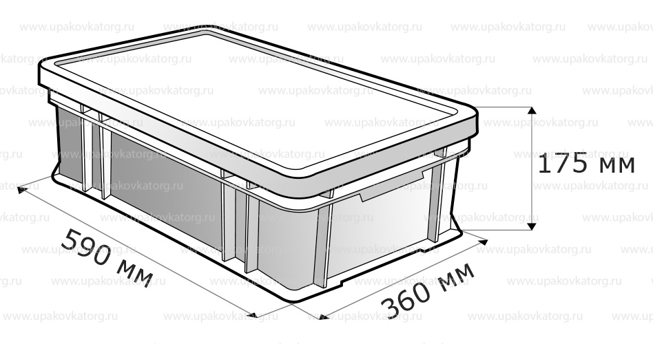 Схематичное изображение товара - Ящик сырково-творожный 590х360х175 мм, дно и стенки сплошные