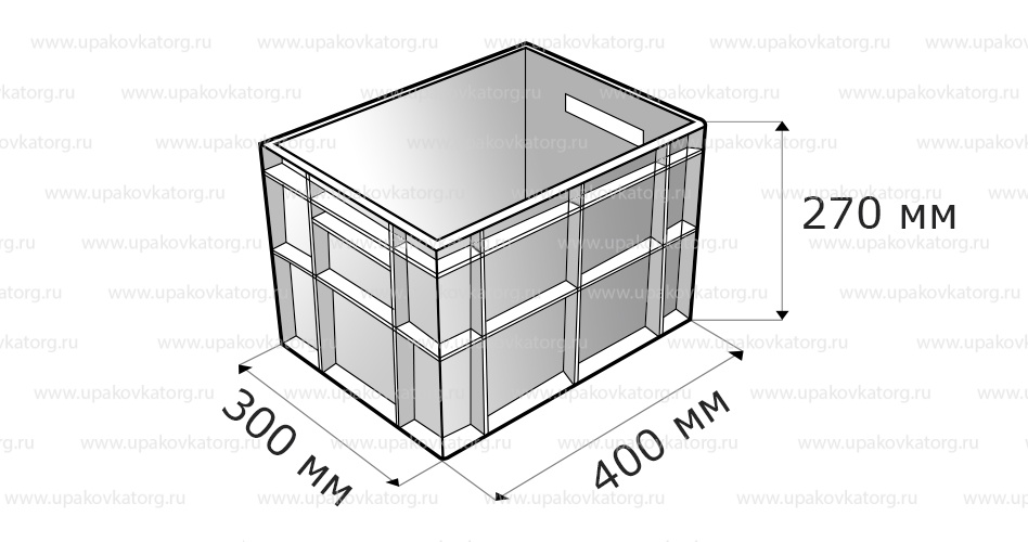 Схематичное изображение товара - Ящик ФИН-ПАК 400x300x270 мм, дно и стенки сплошные