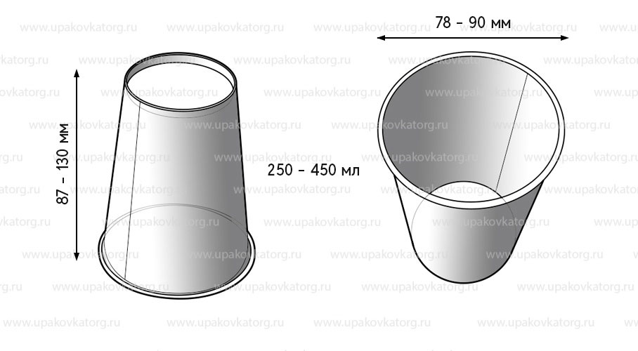 Схематичное изображение товара - Бумажные стаканы с готовым дизайном двухслойные
