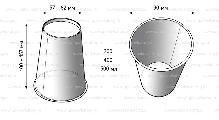 Схематичное изображение товара - Стакан бумажный однослойный для холодных напитков "Айсберг"