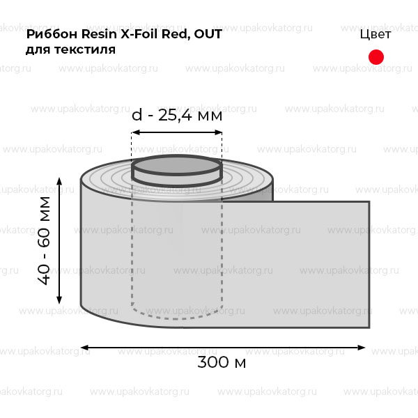 Схематичное изображение товара - Риббон Resin X-Foil Red, OUT для текстиля