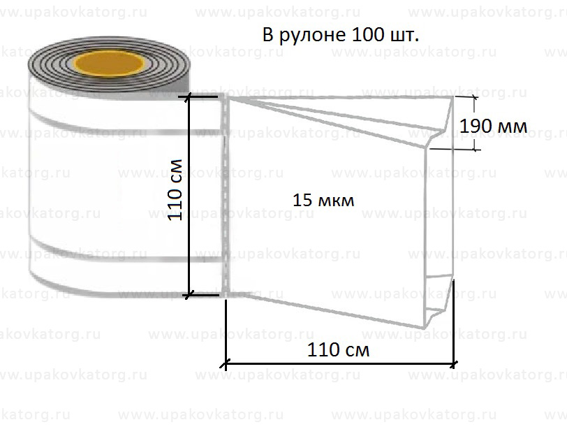 Схематичное изображение товара - Пакеты для колес 110х110см 15мкм отрывные
