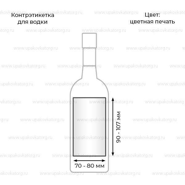 Схематичное изображение товара - Контрэтикетка для водки