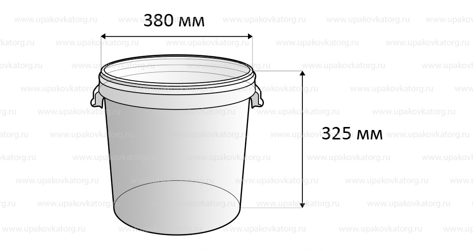 Схематичное изображение товара - Пластиковый бак 26 л, d-380 мм, ПП