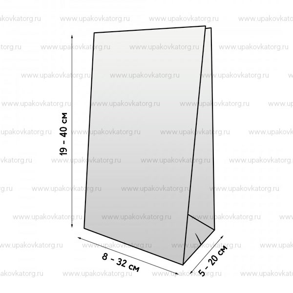 Схематичное изображение товара - Крафт пакет с прямоугольным дном без ручек