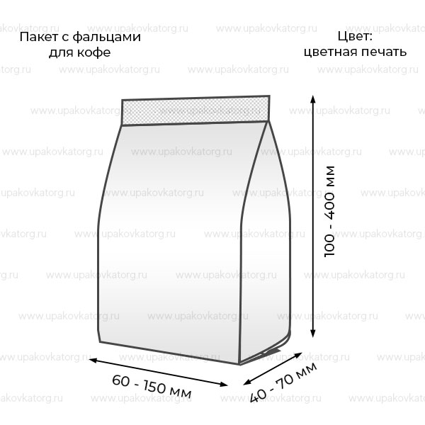 Схематичное изображение товара - Пакет с фальцами для кофе